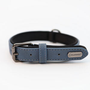 Obroża Flamingo z eko skóry Delu Blue Comfort