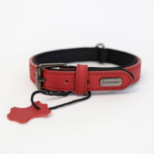 Obroża Flamingo z naturalnej skóry Binti Red